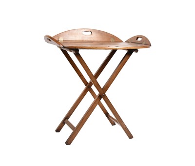 Lot 95 - An early 19th century walnut butler's tray with folding stand