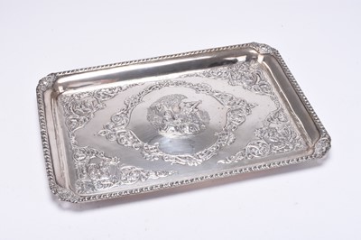 Lot 2 - An Edwardian silver dressing table tray