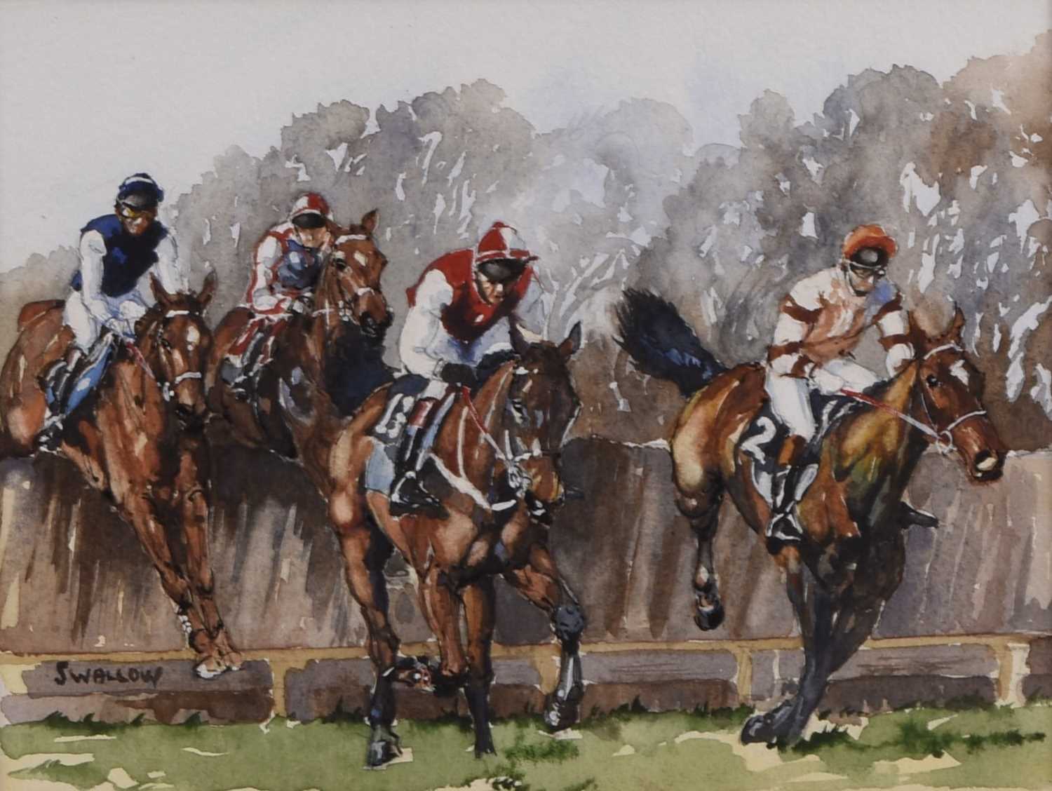 Lot 19 - Rex Swallow (20th Century) Three Racing Paintings