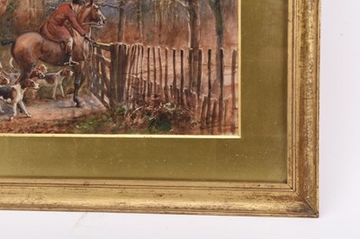 Lot 31 - Thomas Ivester Lloyd (1873-1942) Entering Covert, Huntsman and Hounds at a Gate