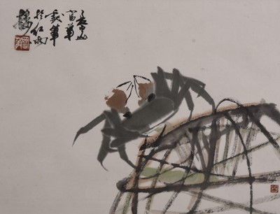 Lot 253 - Fu Hua (Chinese, b.1928), Crab on Lobster Pot