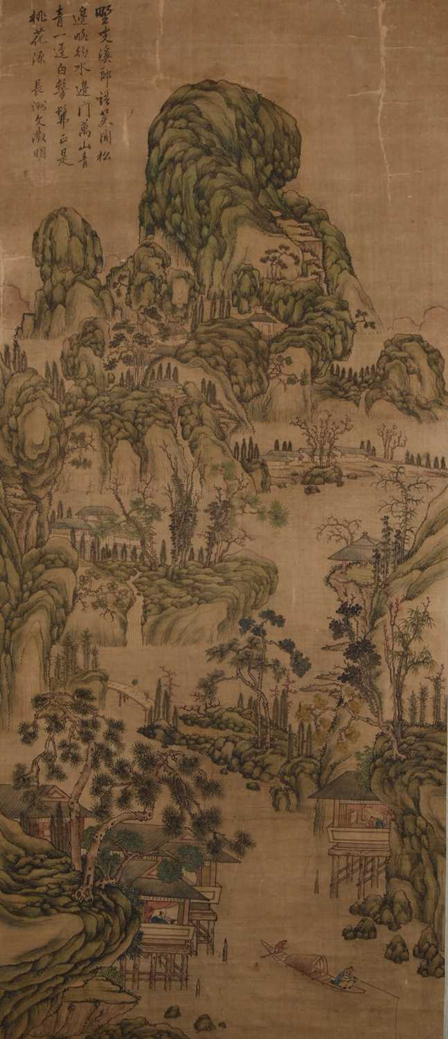 Lot 191 - After Wen Cheng Ming, mountain landscape, 19th century