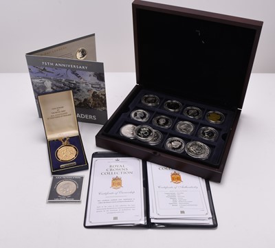 Lot 97 - A case containing 26 cupronickel £5 pieces, crowns etc