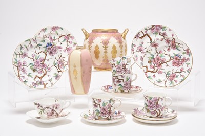Lot 124 - A small group of Coalport including a part coffee service and pot pourri vase, late 19th/early 20th century