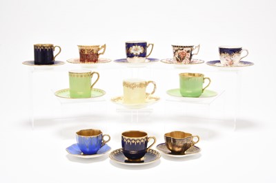 Lot 127 - Eleven various Coalport cabinet and small coffee cups with matching saucers