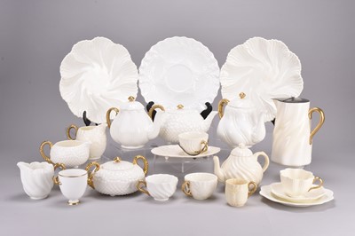 Lot 135 - An assembled collection of Coalport plain white and gilt teawares, early 20th century