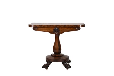 Lot 90 - A William IV rosewood fold-over tea table