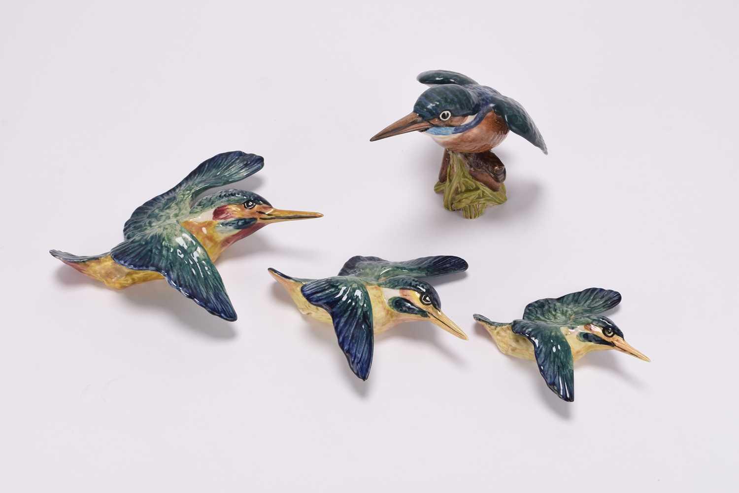 Lot 53 - A set of three Beswick Kingfisher wall plaques and one further Beswick Kingfisher