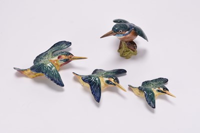 Lot 53 - A set of three Beswick Kingfisher wall plaques and one further Beswick Kingfisher