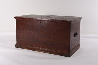 Lot 302 - A 19th century stained pine campaign chest