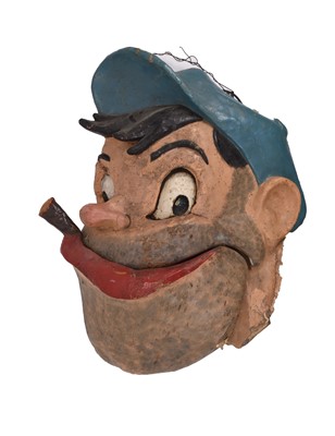 Lot 162 - A large vintage composite automata head of Bluto, 1930S-40S