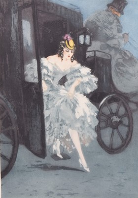 Lot 93 - Louis Icart (1888-1950) Elegant Lady Alighting from a Carriage
