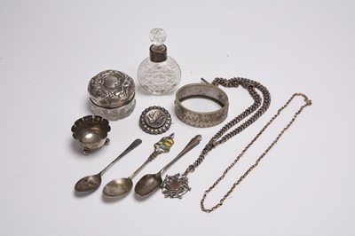 Lot 23 - A small collection of silver and a yellow metal chain