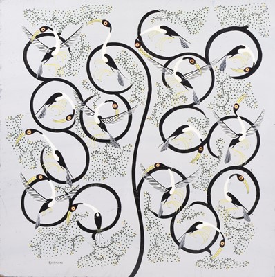 Lot 84 - Mbwana Sudi (Tanzanian 1960-2014) Flock of birds in a tree