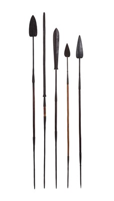 Lot 239 - A group of five African tribal spears
