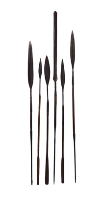 Lot 26 - A group of six African tribal spears