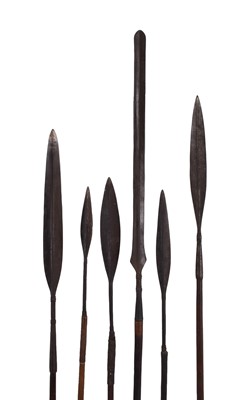 Lot 26 - A group of six African tribal spears