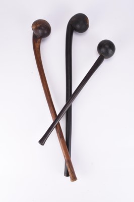 Lot 209 - Three African tribal Maasai hardwood throwing clubs