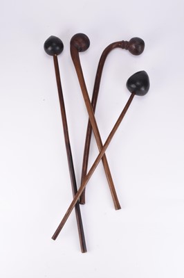 Lot 190 - Four African tribal Maasai hardwood throwing clubs