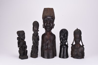 Lot 16 - A collection of later 20th century African tribal carved hardwood sculptures
