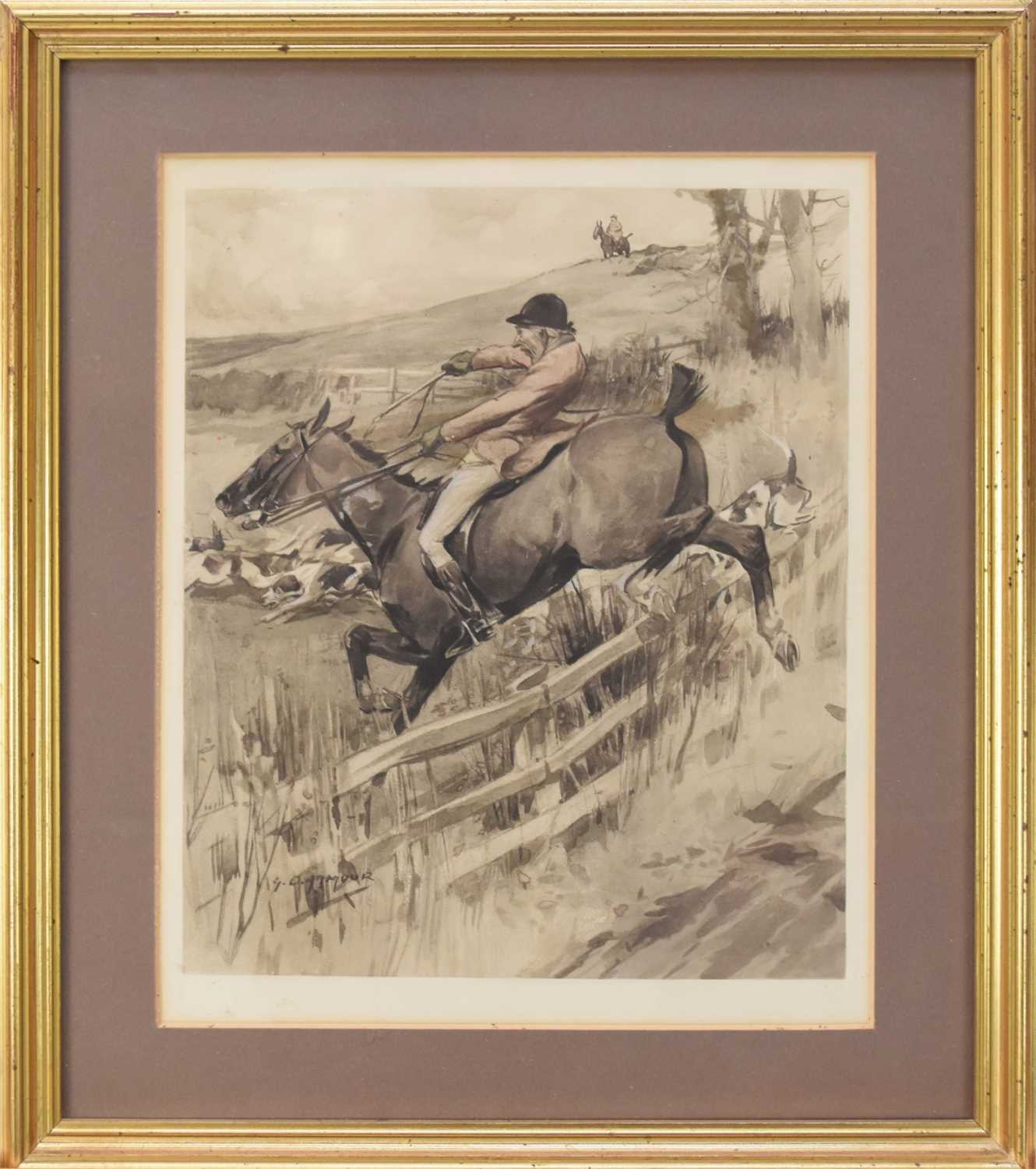 Lot 25 - George Denholm Armour (British 1864-1949) The Hunt Jumping a Fence