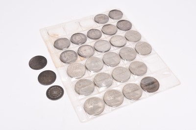 Lot 293 - A collection of crowns, a bank token and a Victorian florin