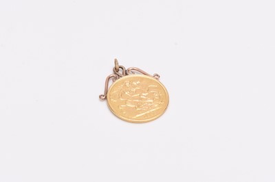 Lot 300 - Victoria Old Head two pounds dated 1893, St. George and Dragon reverse, attached pendant mount