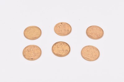 Lot 322 - Six gold half sovereigns