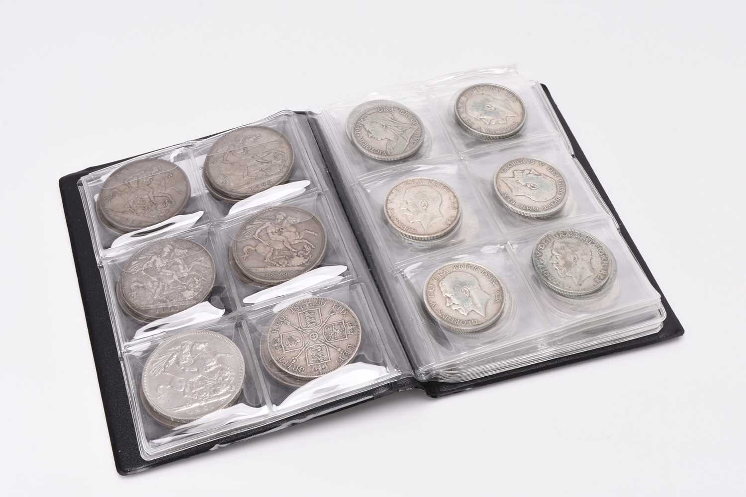 Lot 324 - Eleven crowns, one double florin and thirty-nine half crowns