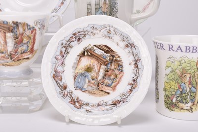 Lot 10 - A large collection of Peter Rabbit and Bunnykins ceramics, with related poster and toy