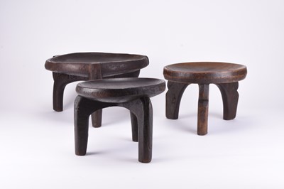 Lot 28 - Three African tribal Hehe hardwood stools