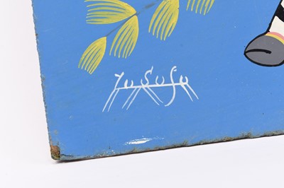 Lot 19 - Yusufu (Tanzanian) Zebra grazing with birds above