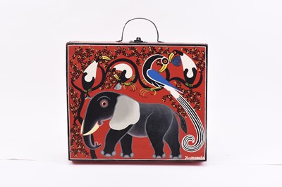 Lot 428 - Zabury Muradi Chimwanda (1947-2013) Elephant, Zebra and Birds, painted wooden case