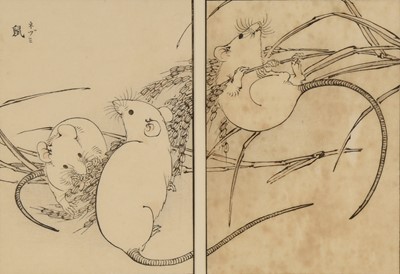 Lot 288 - Kono Bairei (1844-1895) woodblock print, with two Chinese studies