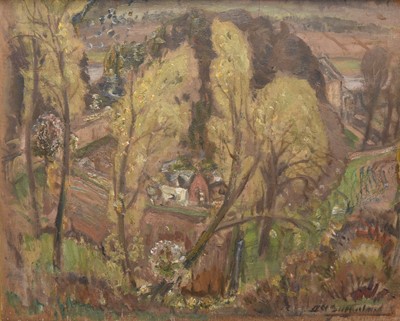 Lot 67 - David MacBeth Sutherland (Scottish 1883-1973) Double Sided Rural River Landscape