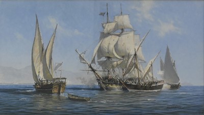 Lot John Michael Groves (1937-2019) East Indiamen and Pirate Dhows in the Strait of Hormuz