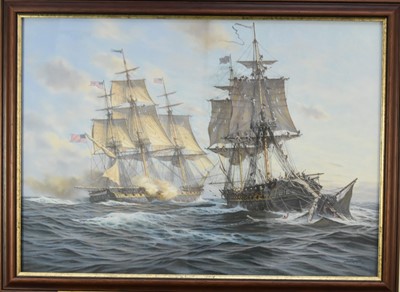 Lot 287 - John Michael Groves (1937-2019) Sea Battle between USS Constitution and HMS Guerriere