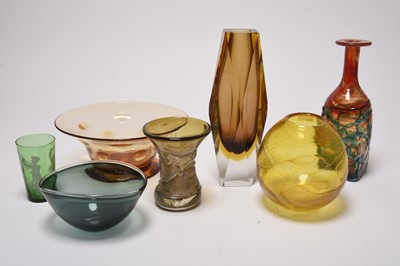 Lot 254 - A collection of mid-century and contemporary glass, with a Victorian beaker