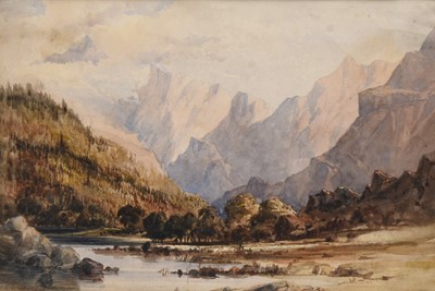 Lot 365 - Anthony Vandyke Copley Fielding (1787-1855) Mountainous Valley landscape