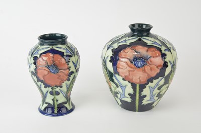 Lot 174 - Two contemporary Moorcroft 'Poppy' vases, dated 1998