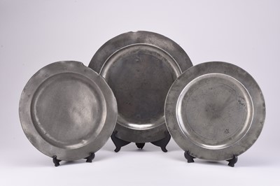 Lot 187 - Three early 18th century pewter plates