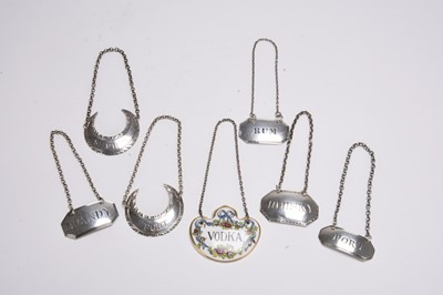 Lot 93 - A collection of seven decanter labels