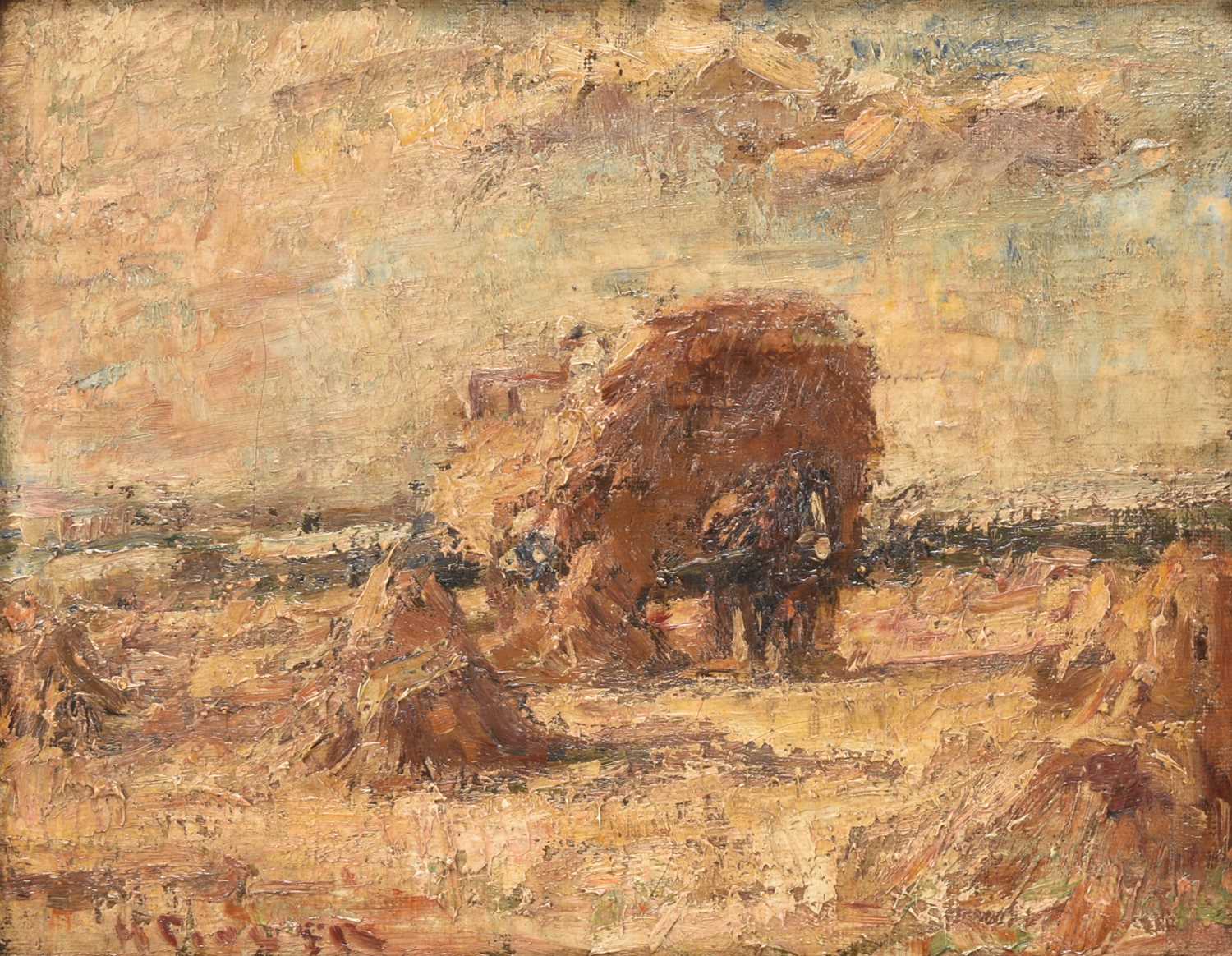 Lot 16 - Harry Fidler (1856-1935) Loading A Hay Wagon