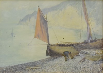 Lot 359 - John White (1851-1933) Coastal Scene, Beer Beach, Devon