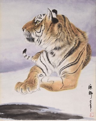 Lot 352 - Chinese school, 20th century, tiger, hand scroll