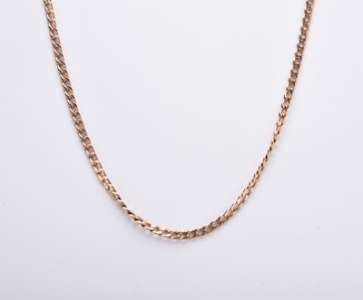 Lot 365 - A 9ct rose gold flat curb link chain necklace