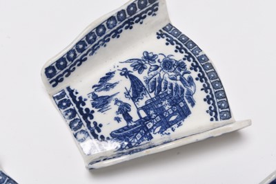 Lot 5 - A set of four Caughley 'Fisherman' asparagus servers, circa 1780-85