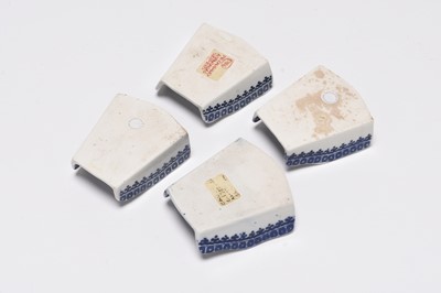 Lot 5 - A set of four Caughley 'Fisherman' asparagus servers, circa 1780-85