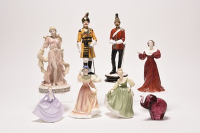 Lot 199 - Two Michael Sutty military portrait figures together with ladies and a Wedgwood paperweight