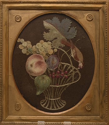 Lot 201 - A Victorian felt and needlework still life panel